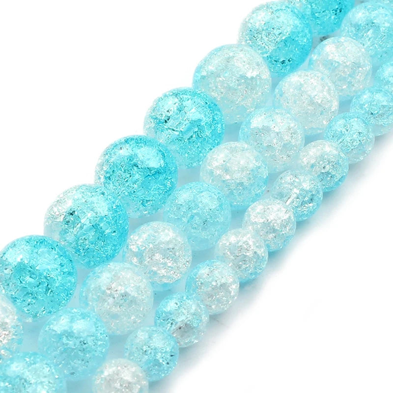 Stone Beads Round Multicolor Cracked Quartz-Style for DIY Jewelry Making