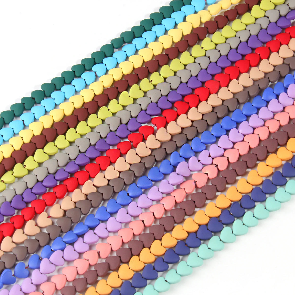 Stone Beads Rubber Heart Shape Multicolor Hematite Round Bracelet Craft Beads