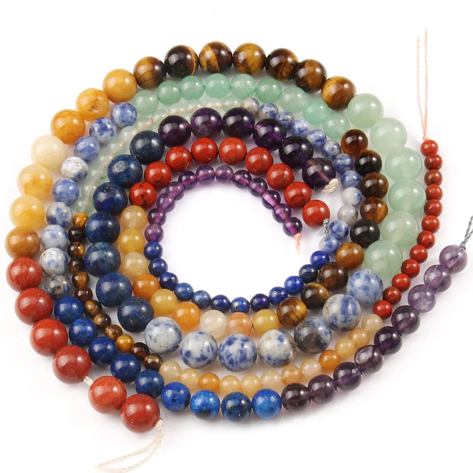 Stone Beads Round Seven Chakra Assorted Stone Styles for DIY Jewelry Making