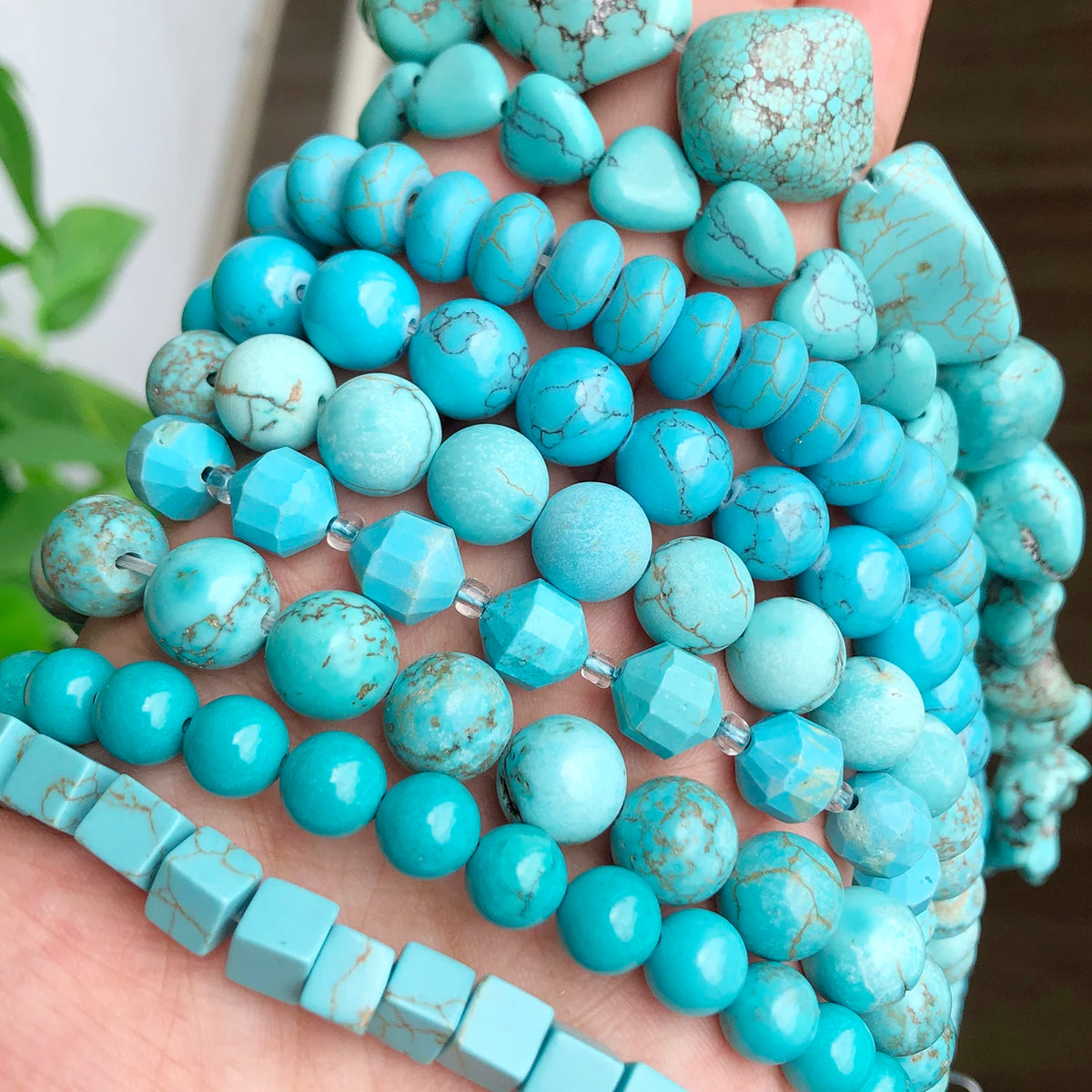 Stone Beads 18style Blue Turquoises-Style Matte Faceted Round Rondelles