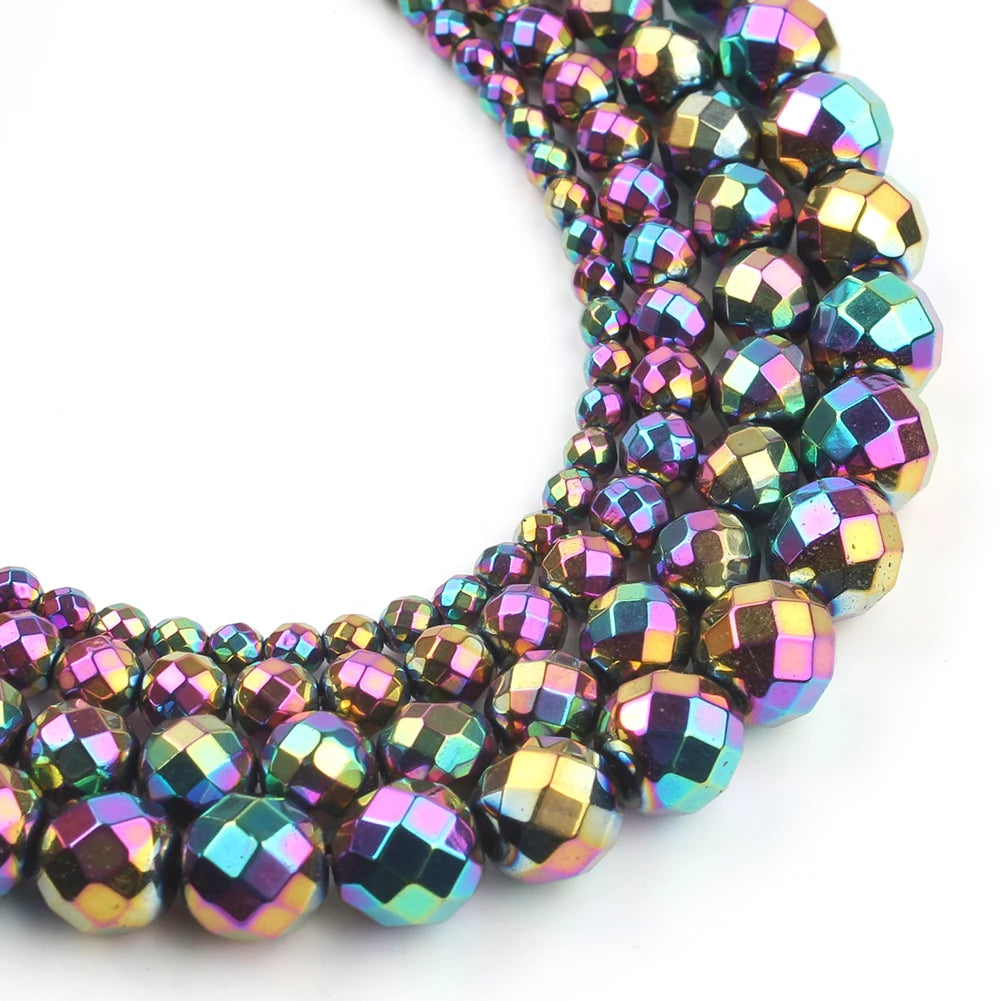 Stone Beads Mineral Rhodium Faceted Hematite Spacer Bracelet Bracelet Supplies