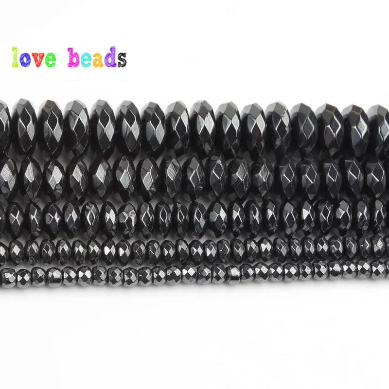 Stone Beads Flat Black Hematite-Style Spacers for DIY Jewelry Making Craft Beads