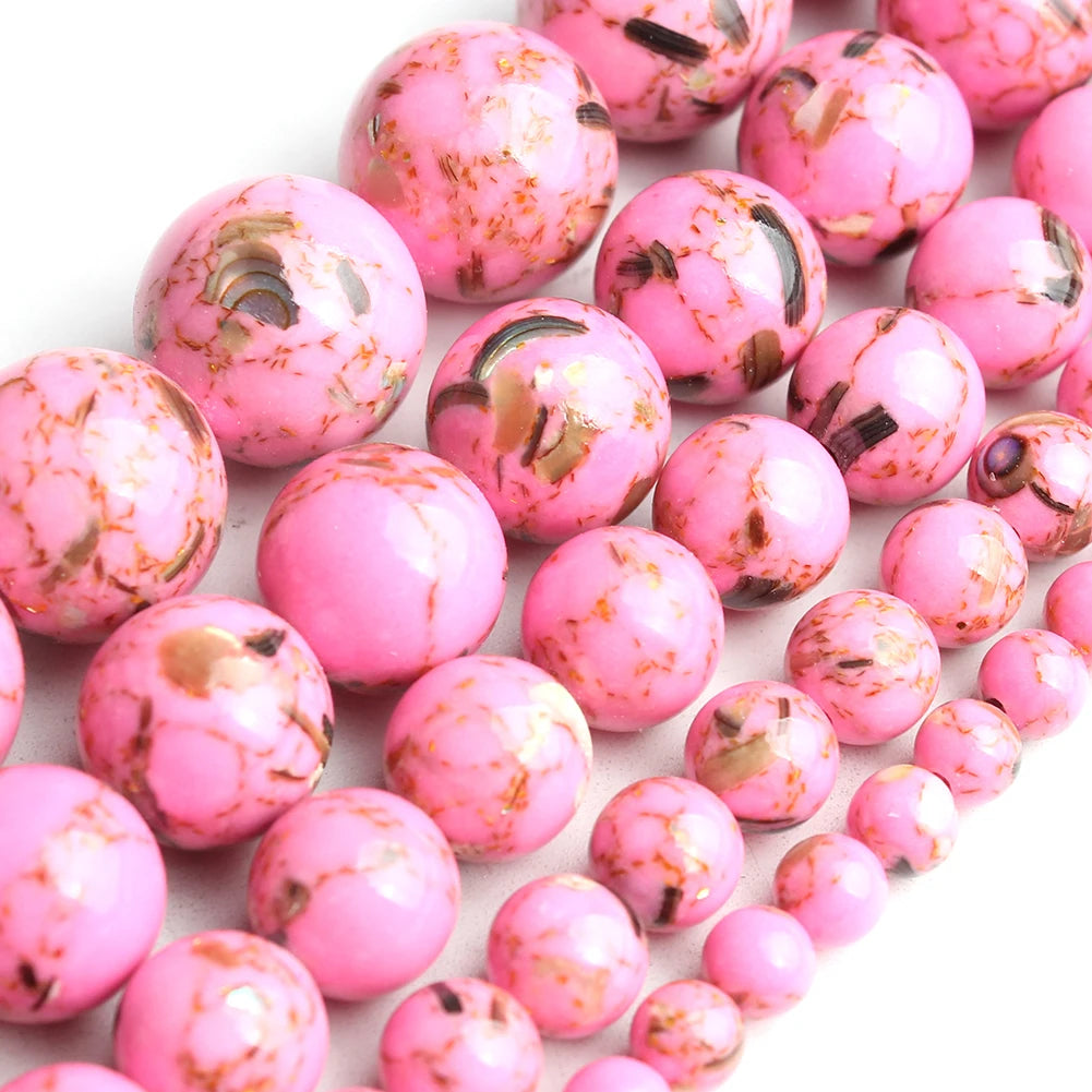 Stone Beads White Howlite-Style Gold-Tone Details for DIY Jewelry Making