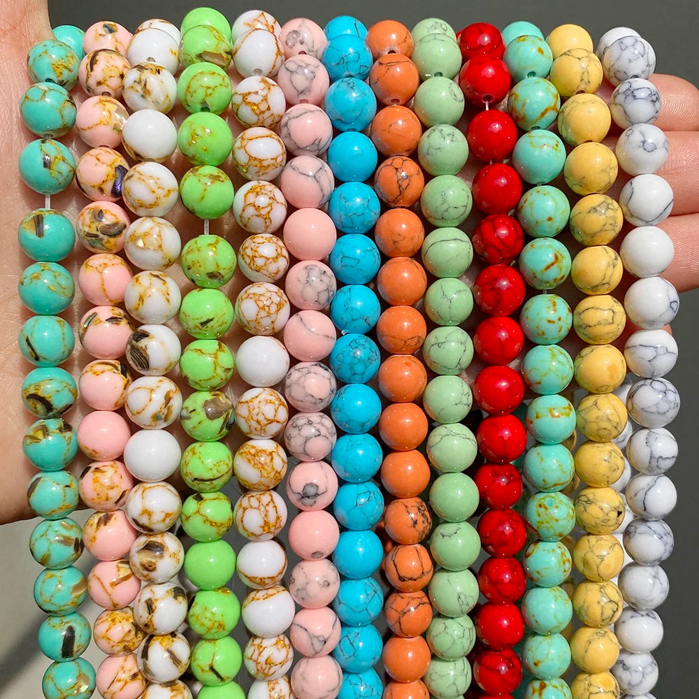 Stone Beads Round Turquoise Howlite Jasper Styles for DIY Jewelry Making