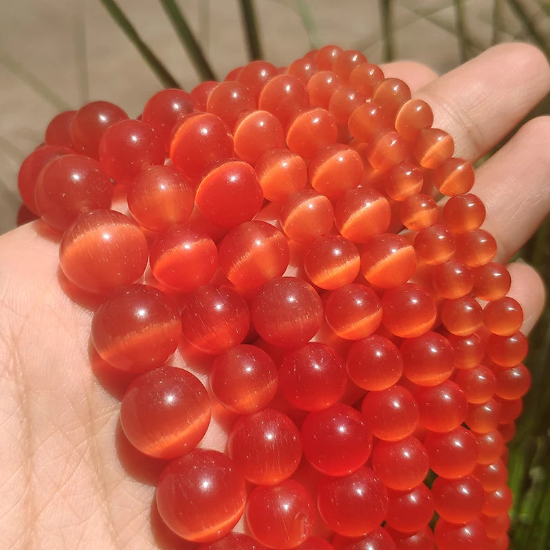 Glass Beads Round Cat Eye Opal-Style Mixed Colors for DIY Jewelry Making