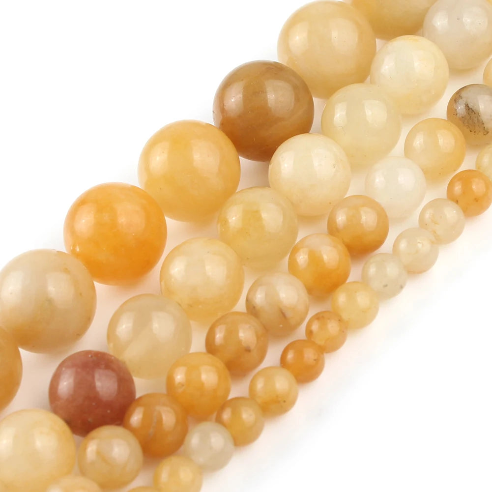 Stone Beads Round Yellow Jade Agate Hematite Styles for DIY Jewelry Making