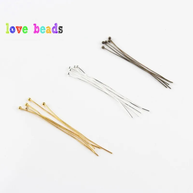 Head Pins Metal Ball Tips Gold Rhodium Colors DIY Jewelry Making Craft Supplies