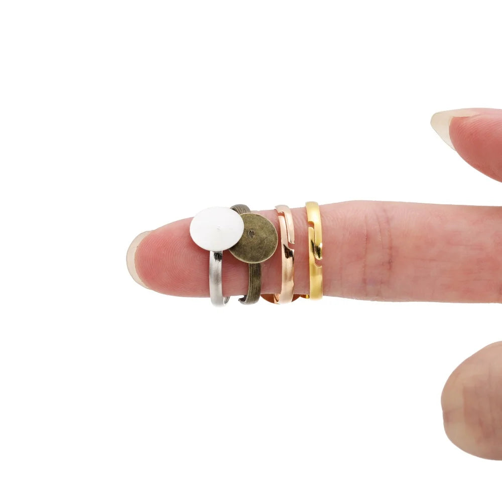 Ring Settings Metal Plating Adjustable Flat Blank Rings Base DIY Jewelry Making