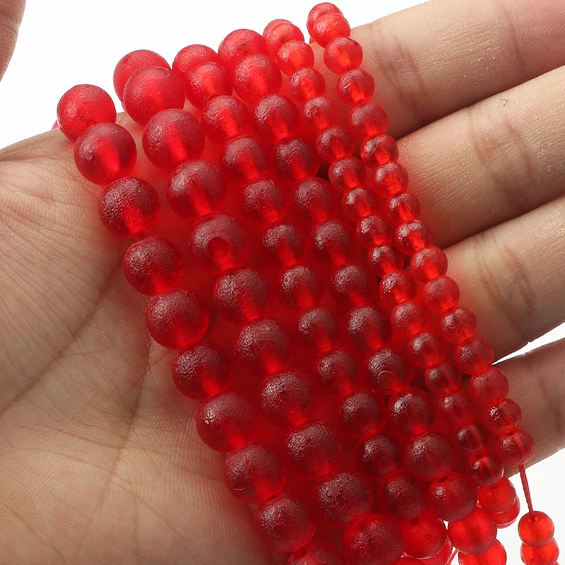 Glass Beads Matte Red Meteorite-Style Round for DIY Jewelry Making Craft Beads