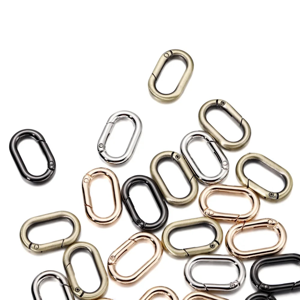 Keychain Findings Metal Oval Ring Spring Clasps Openable DIY Jewelry Making