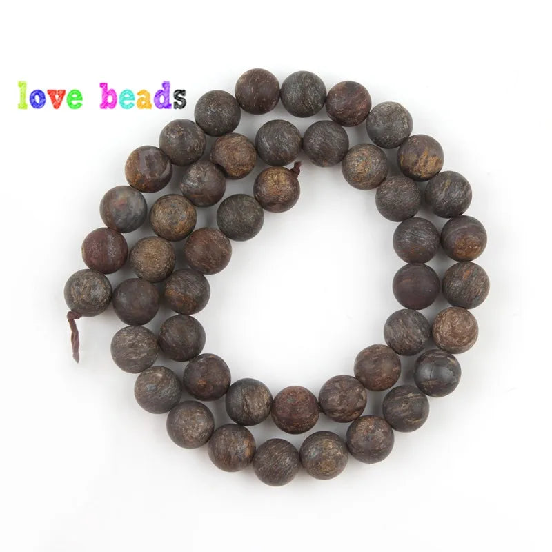 Stone Beads Matte Round Bronze Brown Mineral Styles for DIY Jewelry Making