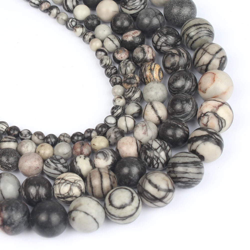 Stone Beads Round Brown Zebra Jasper-Style for DIY Jewelry Making Craft Beads