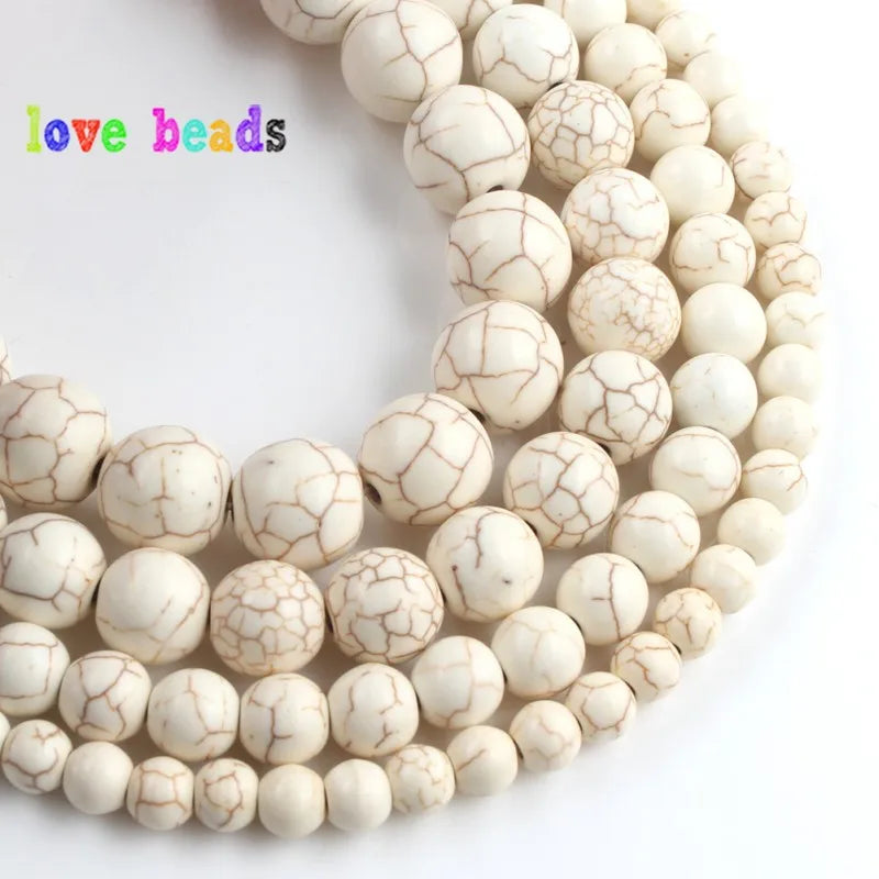 Stone Beads White Howlite-Style Round Spacers for DIY Jewelry Making Craft Beads