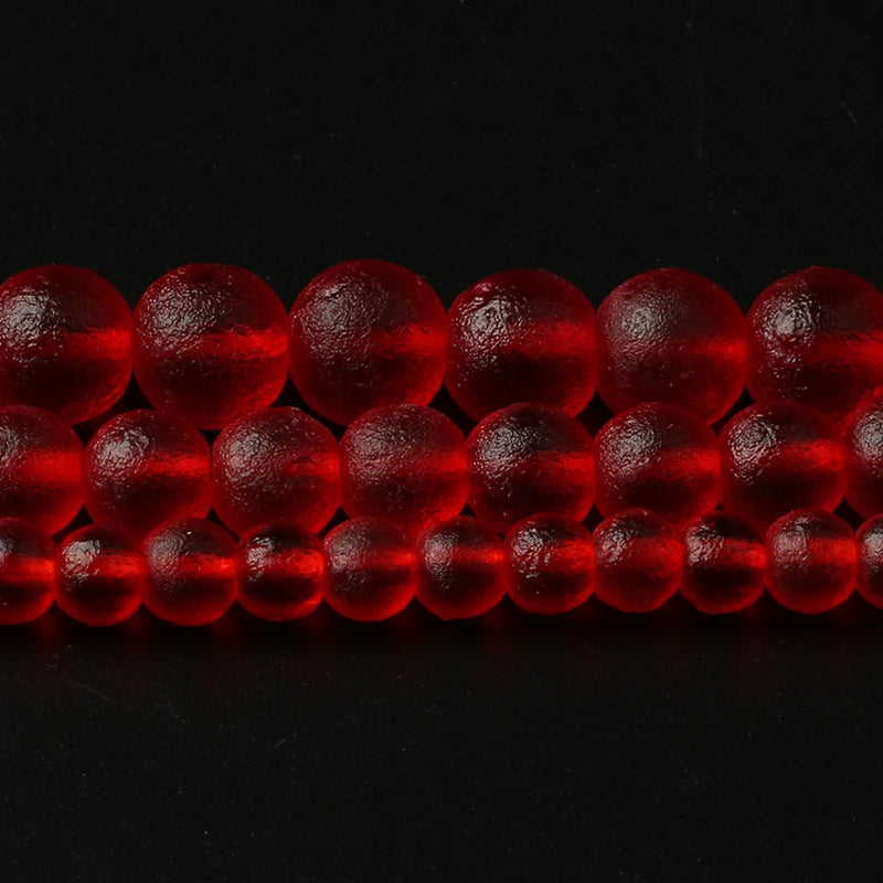 Glass Beads Matte Red Meteorite-Style Round for DIY Jewelry Making Craft Beads
