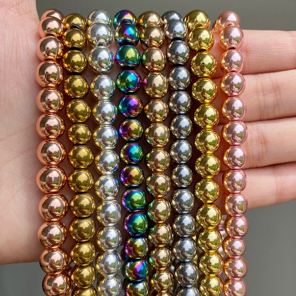 Stone Beads Hematite-Style Rose Gold Silver Colors for DIY Jewelry Making