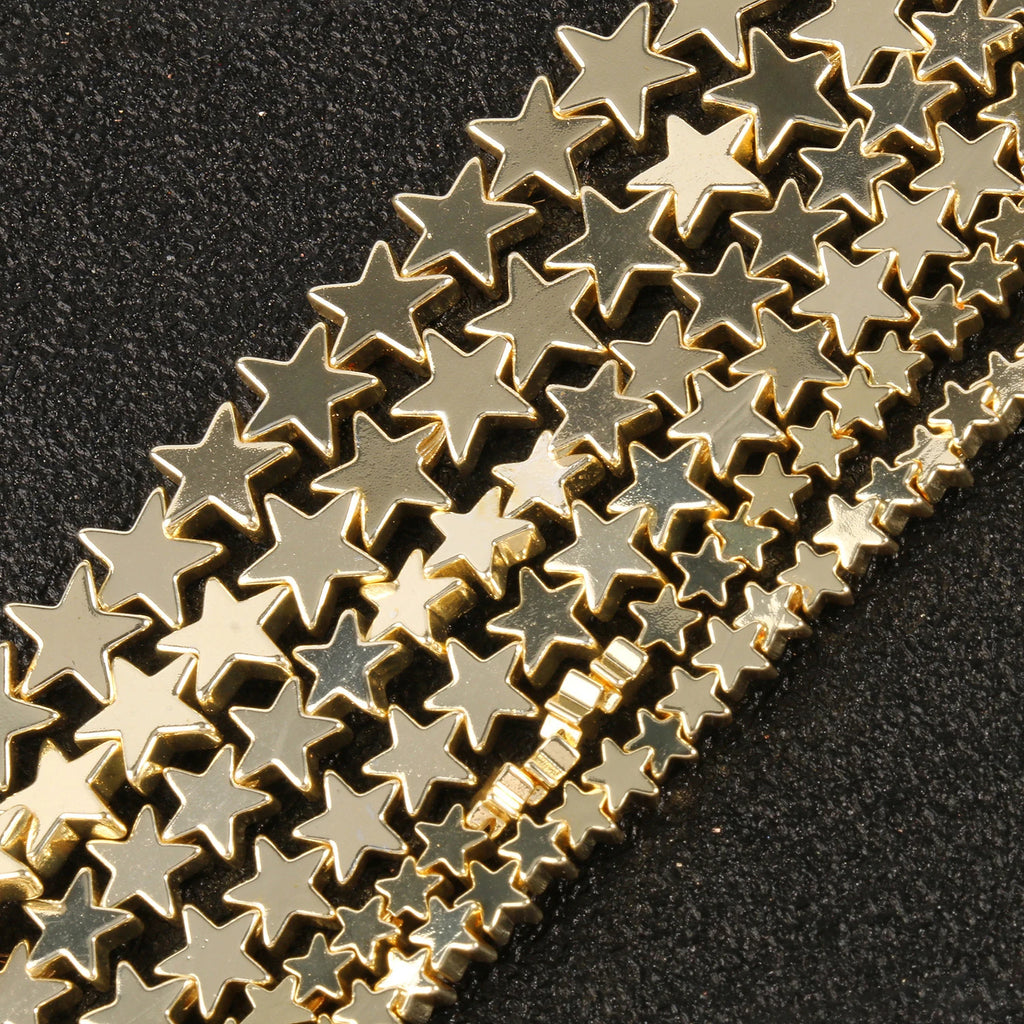 Stone Beads Gold-Tone Hematite-Style Cross Star Heart for DIY Jewelry Making