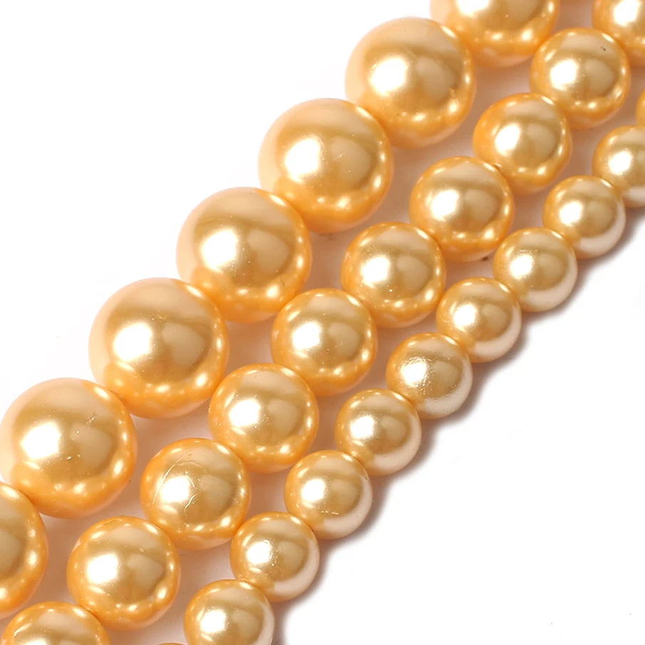 Shell Beads Round Pearl-Style Assorted Colors for DIY Jewelry Making Craft Beads