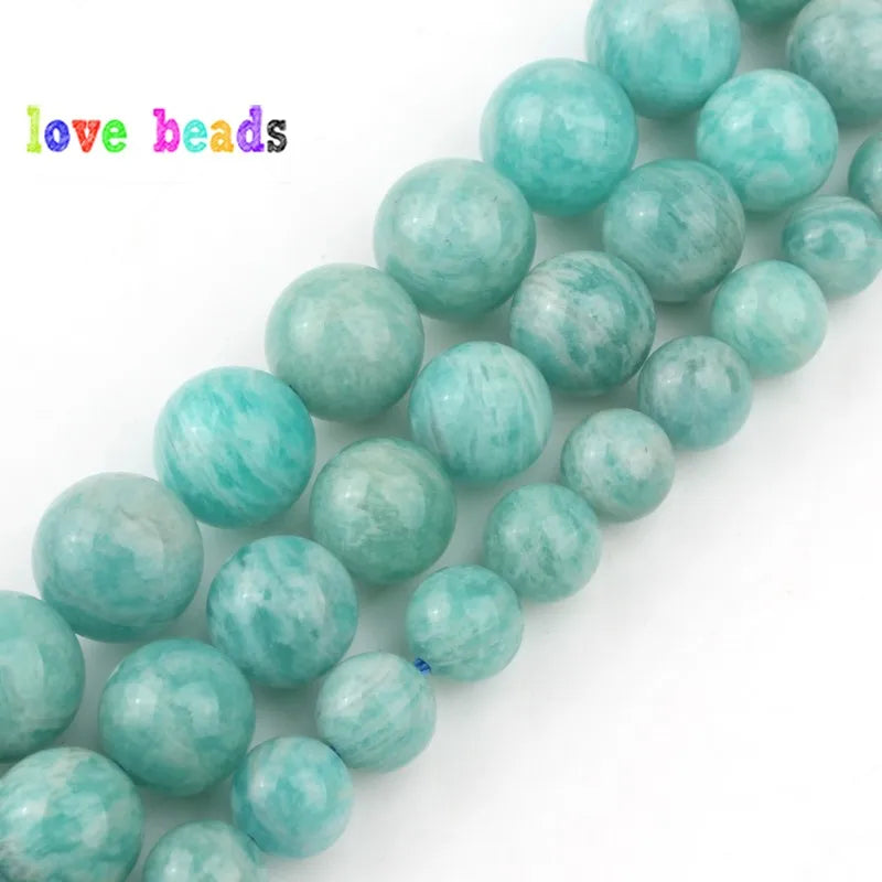 Stone Beads gem amazonite round strand for DIY Jewelry Making Bracelet Supplies