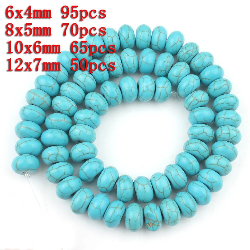 Stone Beads 18style Blue Turquoises-Style Matte Faceted Round Rondelles