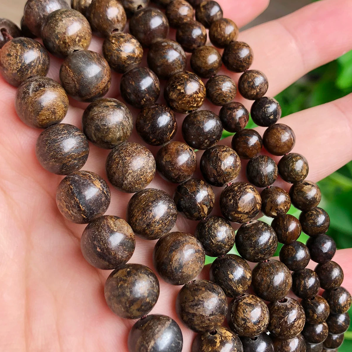 Stone Beads Round Brown Bronzite-Style Spacers for DIY Jewelry Making
