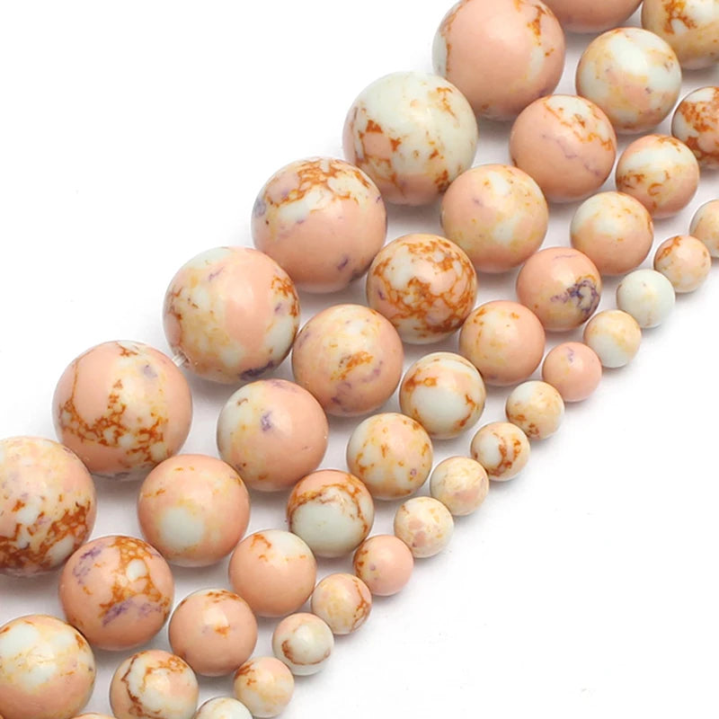 Stone Beads Round Turquoise Howlite Jasper Styles for DIY Jewelry Making