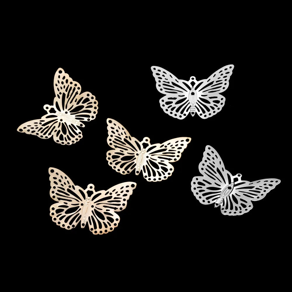 Jewelry Findings Butterfly Filigree Wraps Metal Charm Pendant DIY Jewelry Making