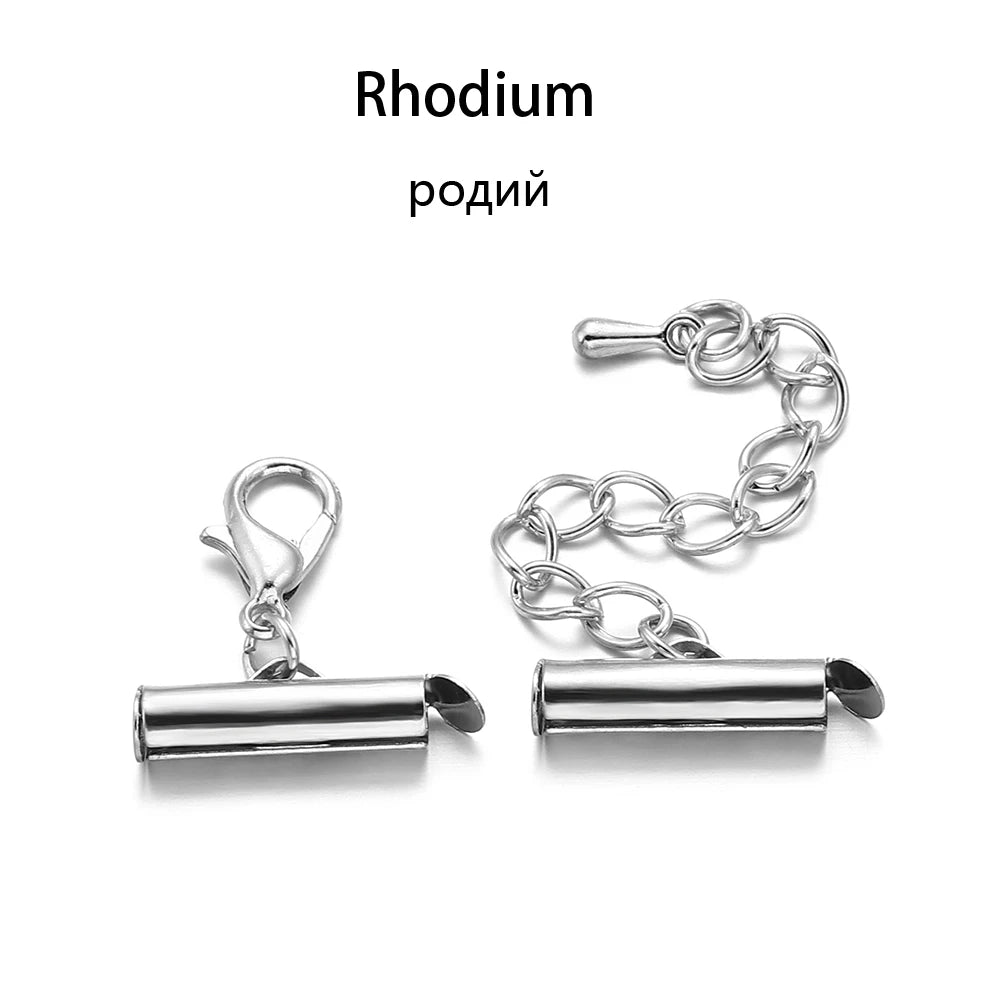 Cord End Clasps Slide-On Crimp Tubes with Chains DIY Jewelry Making