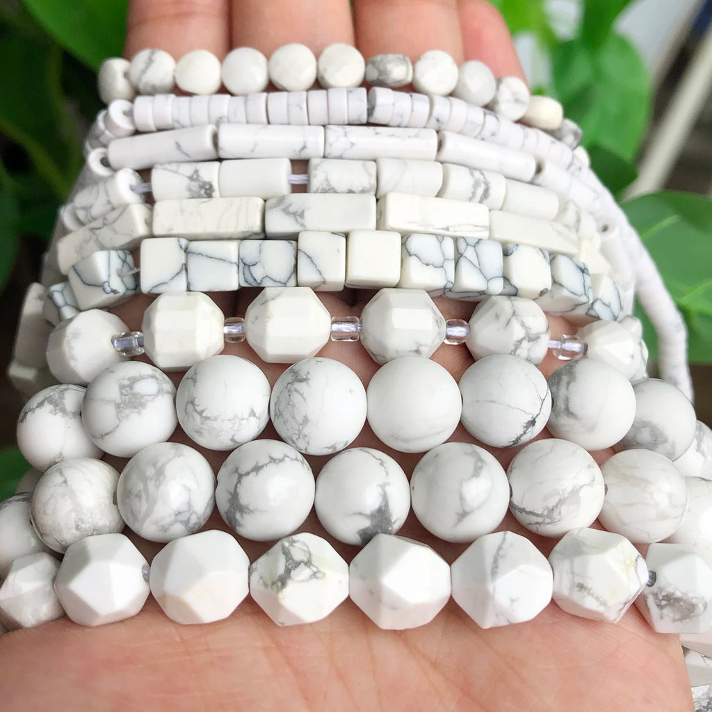 Stone Beads Matte White Howlite-Style Mixed Shapes for DIY Jewelry Making