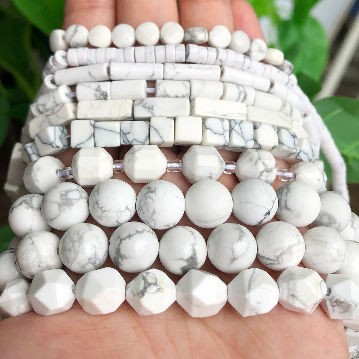 Stone Beads Matte White Howlite-Style Mixed Shapes for DIY Jewelry Making