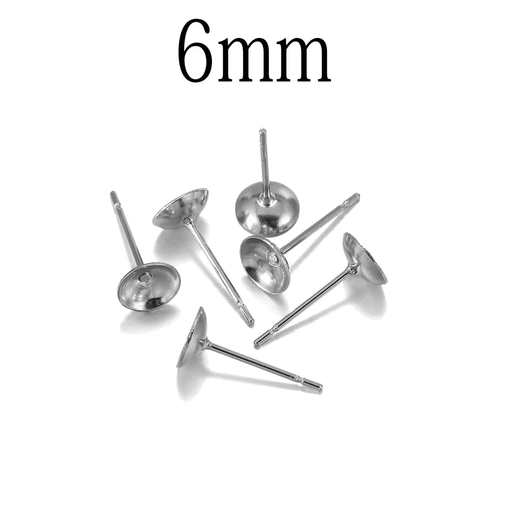 Earring Components Stainless Steel Settings Cabochon Bezel Trays Craft Supplies