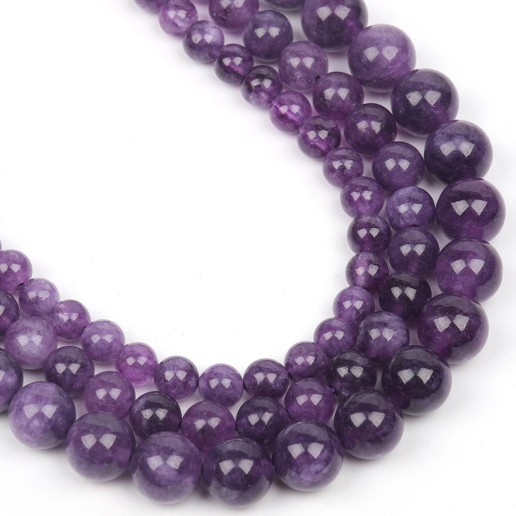 Stone Beads Round Purple Amethyst-Style for DIY Jewelry Making Bracelet Supplies
