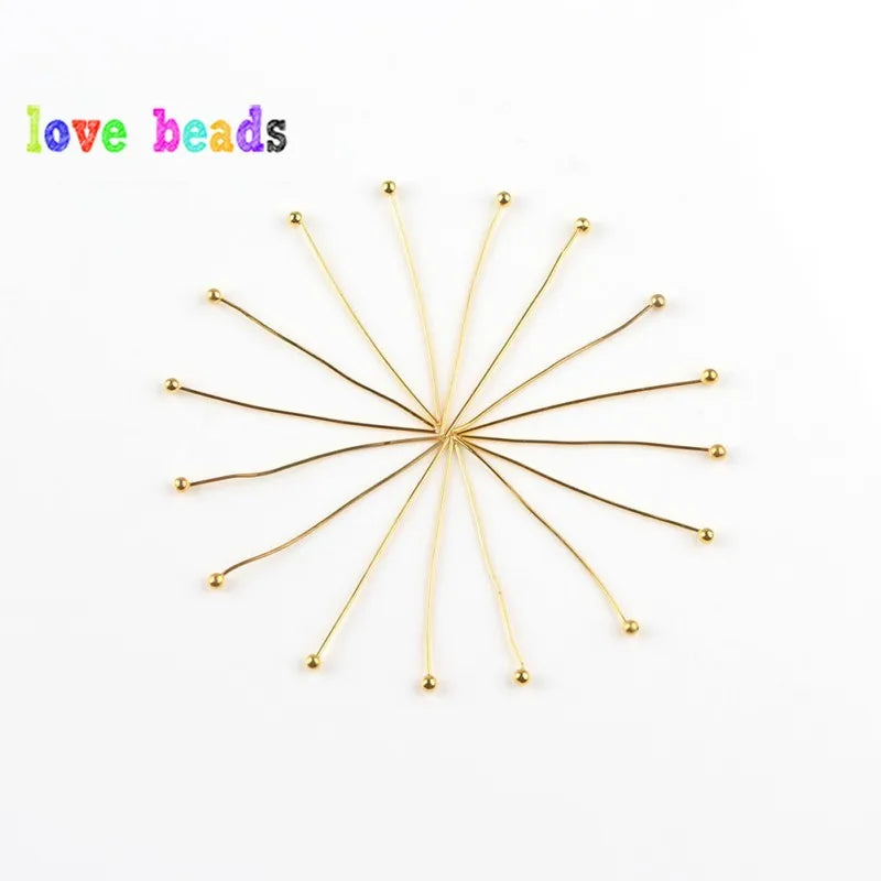 Head Pins Metal Ball Tips Gold Rhodium Colors DIY Jewelry Making Craft Supplies