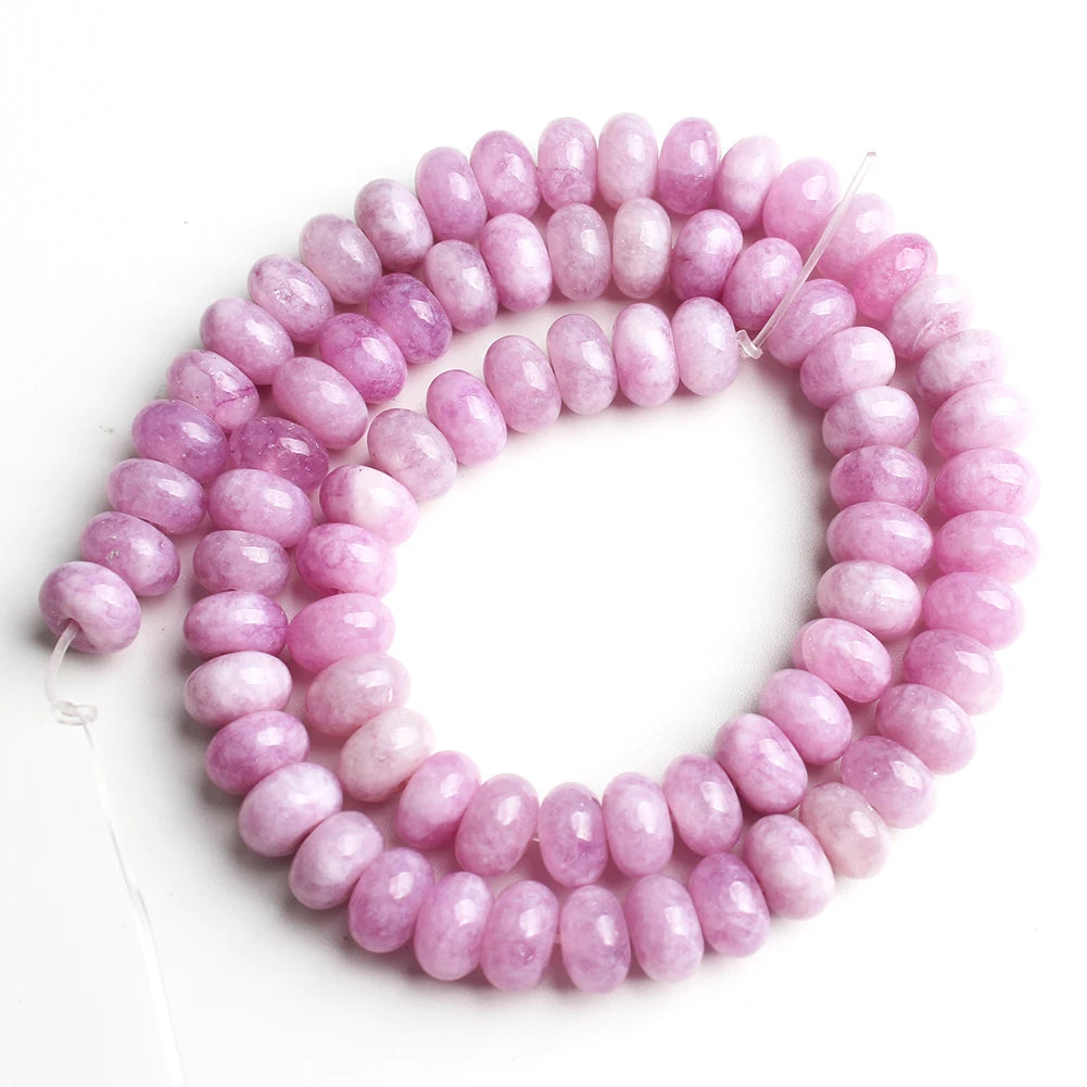 Stone Beads Round Purple Blue Angelite-Style Rondelle for DIY Jewelry Making