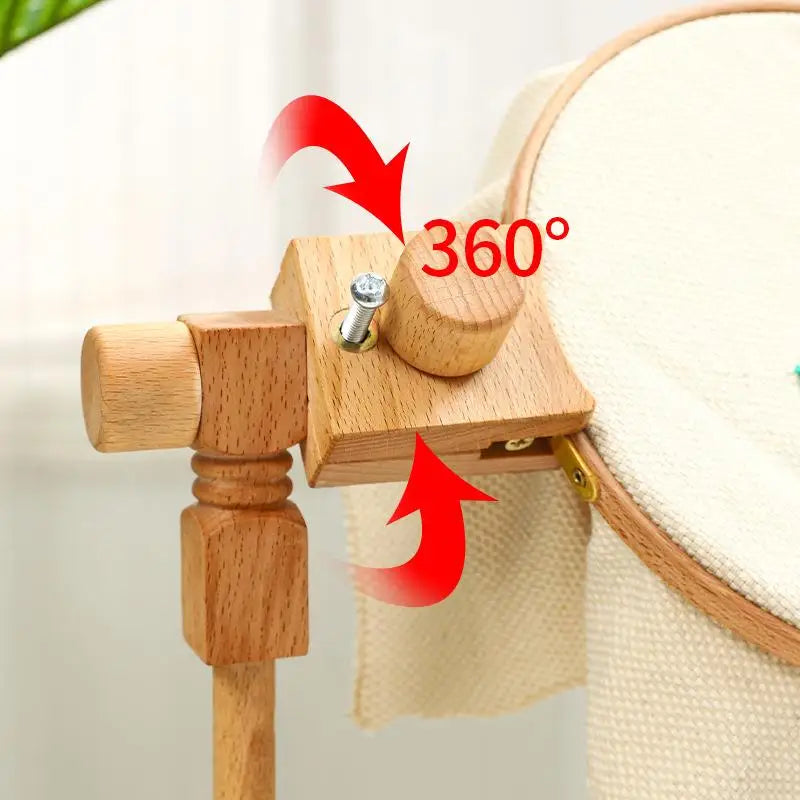 Embroidery Hoop Stand, Rotating Wooden Desktop Rack for Cross-Stitch