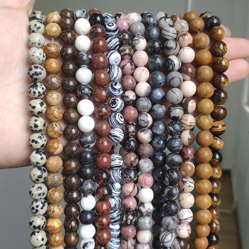 Stone Beads Round Brown Zebra Jasper-Style for DIY Jewelry Making Craft Beads