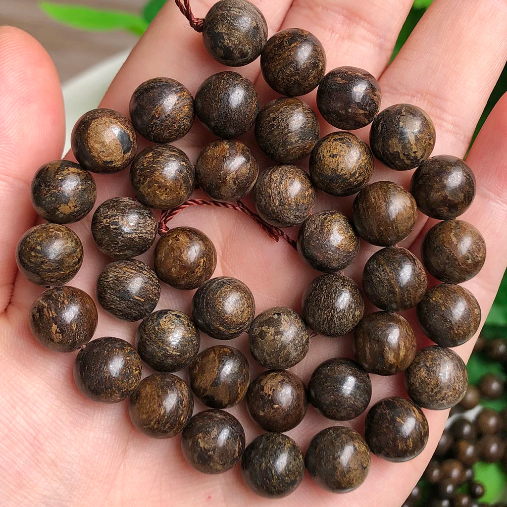 Stone Beads Round Brown Bronzite-Style Spacers for DIY Jewelry Making