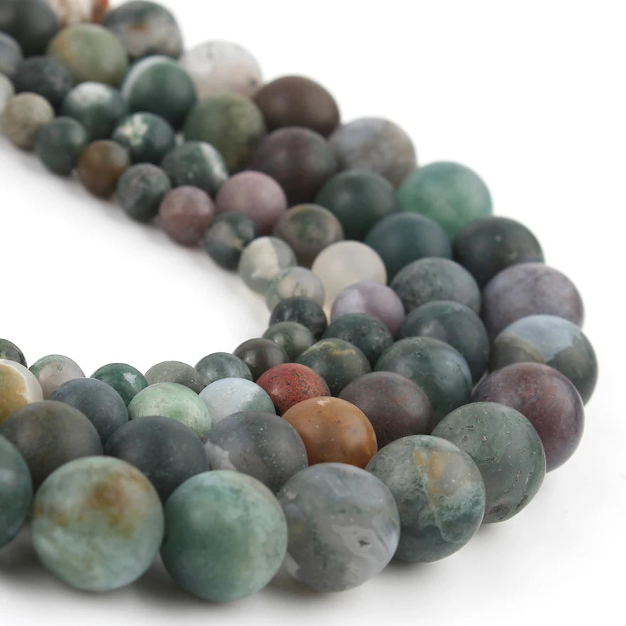 Stone Beads Matte Round Picasso Jasper Agate Styles for DIY Jewelry Making