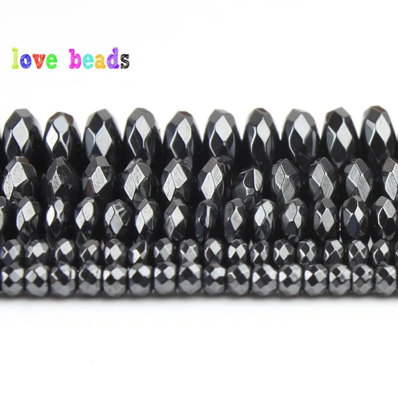 Stone Beads Flat Black Hematite-Style Spacers for DIY Jewelry Making Craft Beads