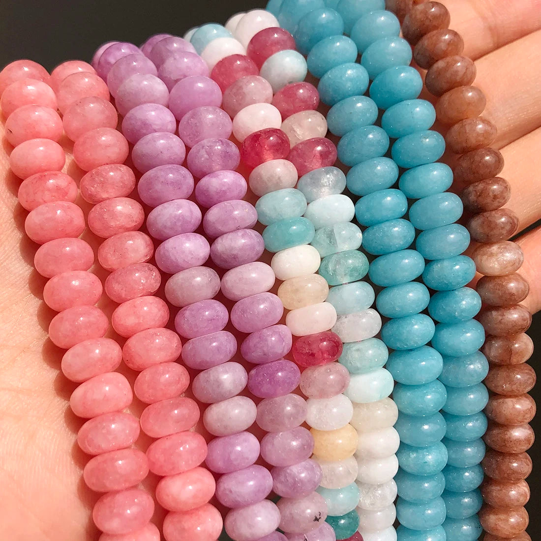 Stone Beads Round Purple Blue Angelite-Style Rondelle for DIY Jewelry Making