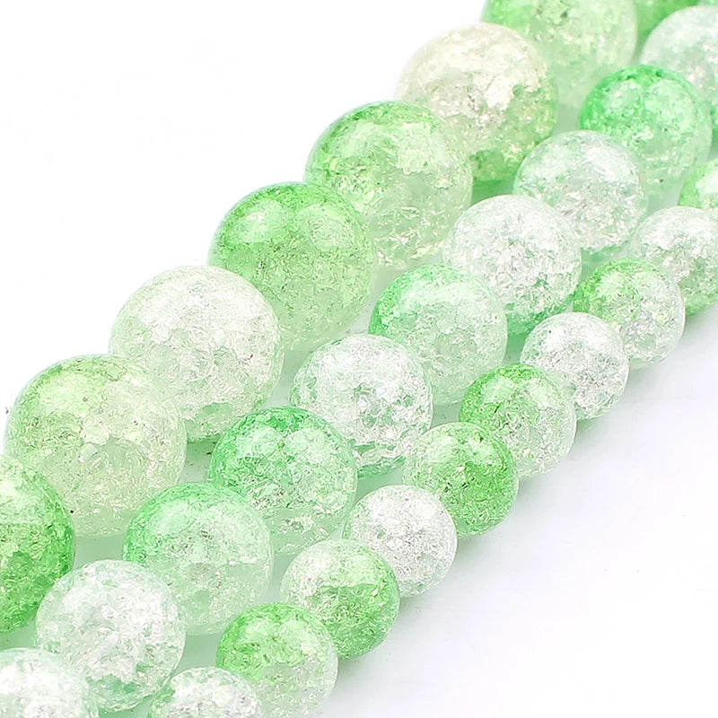 Stone Beads Round Multicolor Cracked Quartz-Style for DIY Jewelry Making