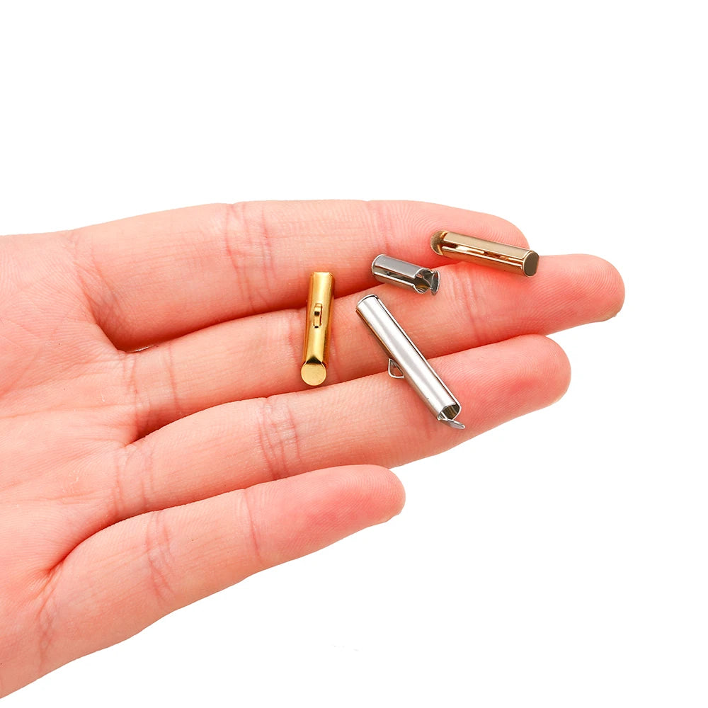 Cord End Clasps Slide-On Crimp Tube Buckles DIY Jewelry Making Craft Supplies