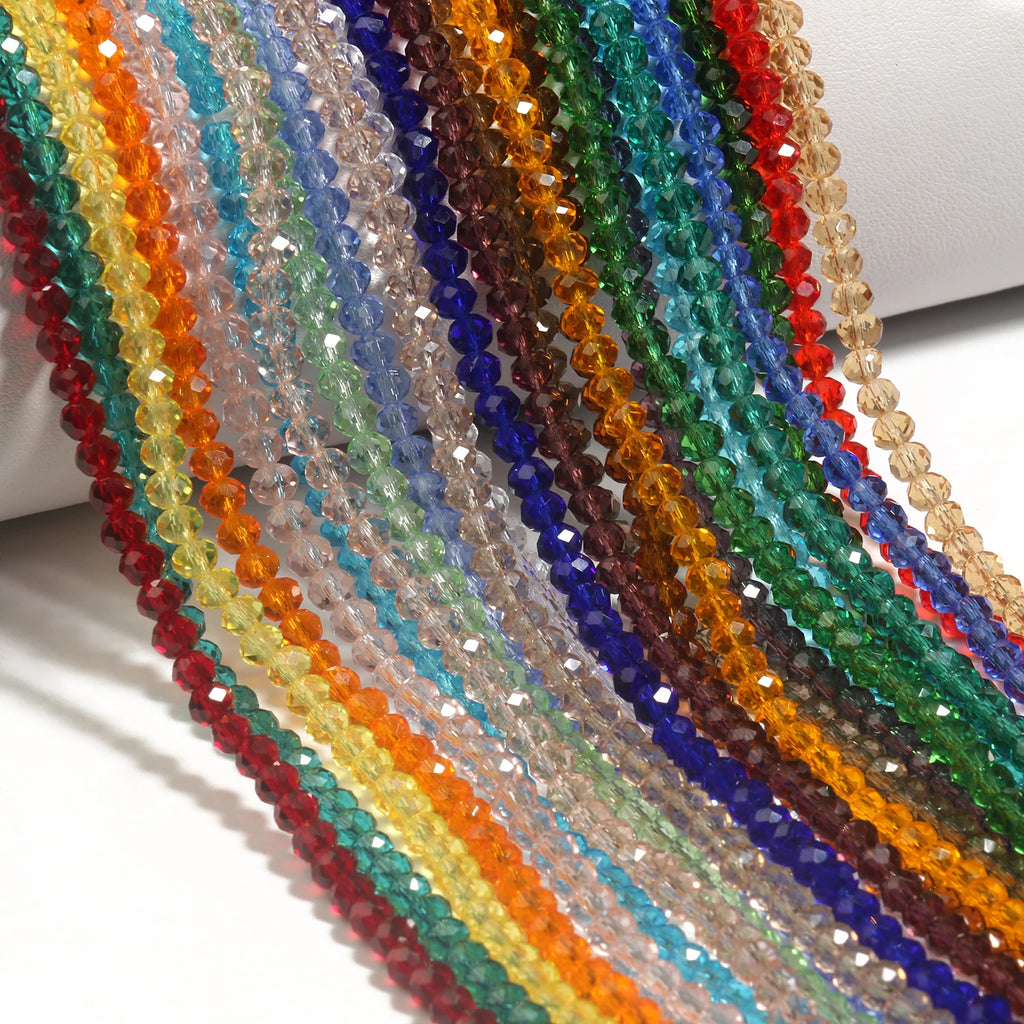 Glass Beads Multicolor Transparent Faceted Oval Shape Crystal Bracelet Supplies