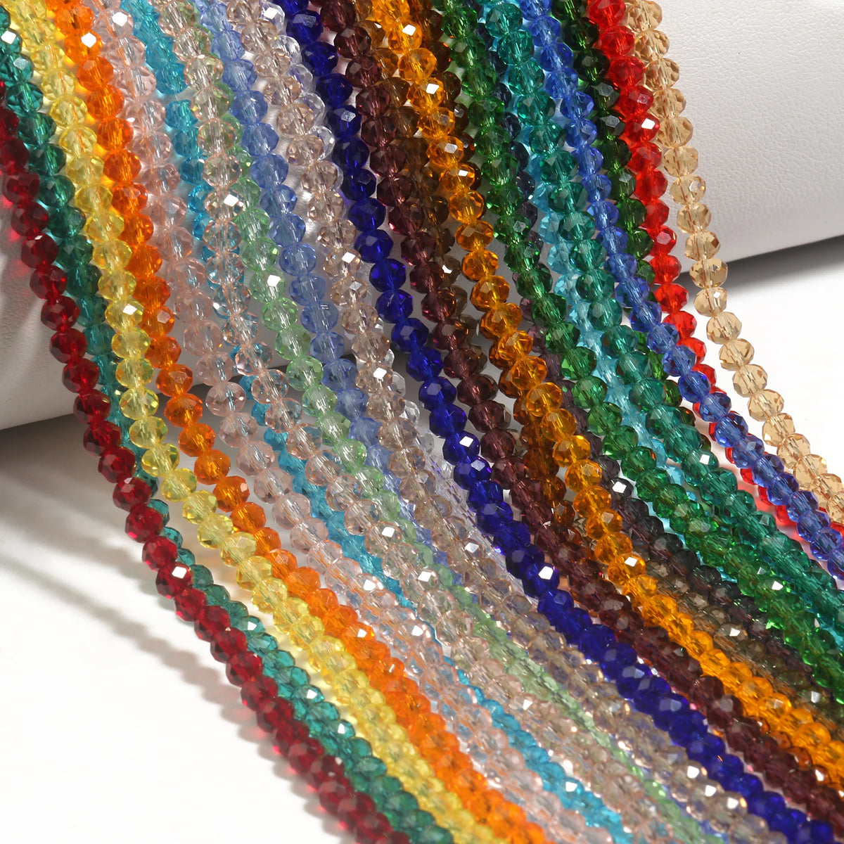 Glass Beads Multicolor Transparent Faceted Oval Shape Crystal Bracelet Supplies