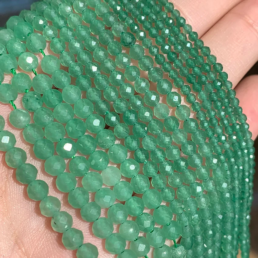 Stone Beads Tiny Faceted Green Aventurine-Style for DIY Jewelry Making