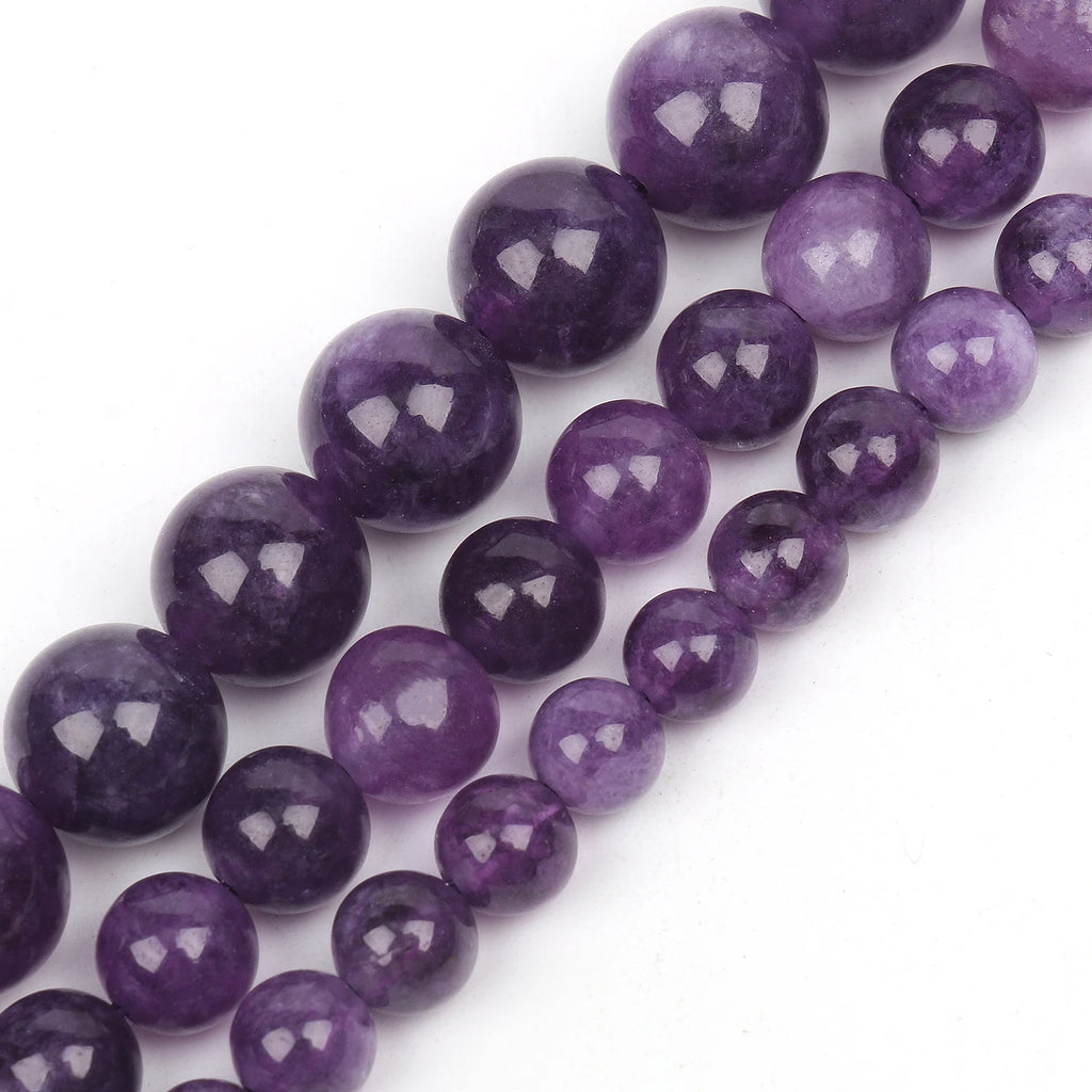 Stone Beads Round Purple Amethyst-Style for DIY Jewelry Making Bracelet Supplies