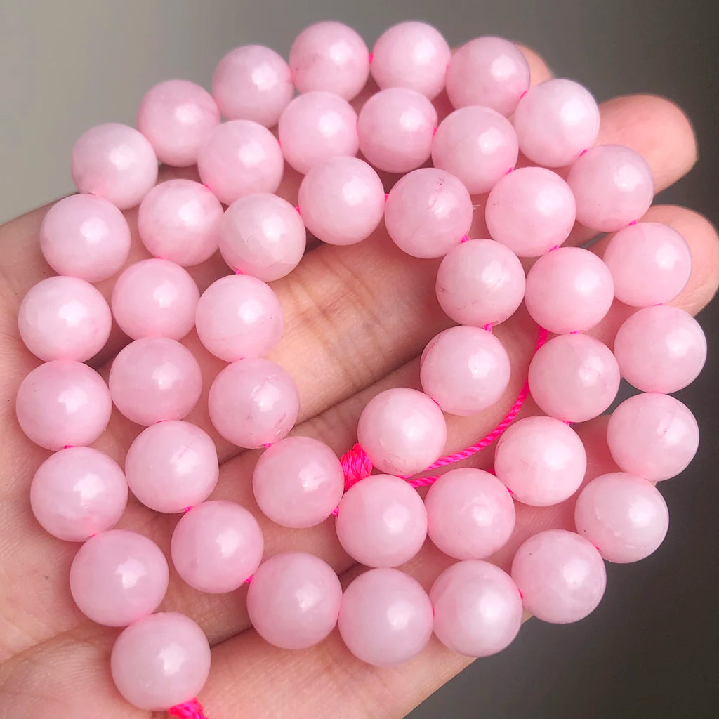 Stone Beads Round Pink Rose Quartz-Style for DIY Jewelry Making Craft Beads