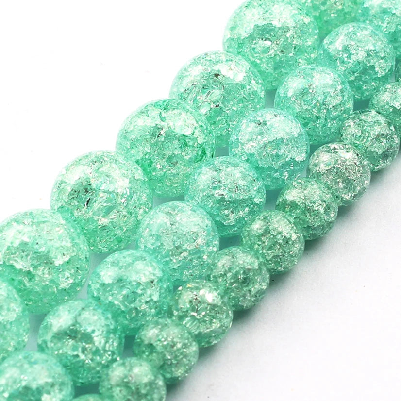 Stone Beads Round Multicolor Cracked Quartz-Style for DIY Jewelry Making