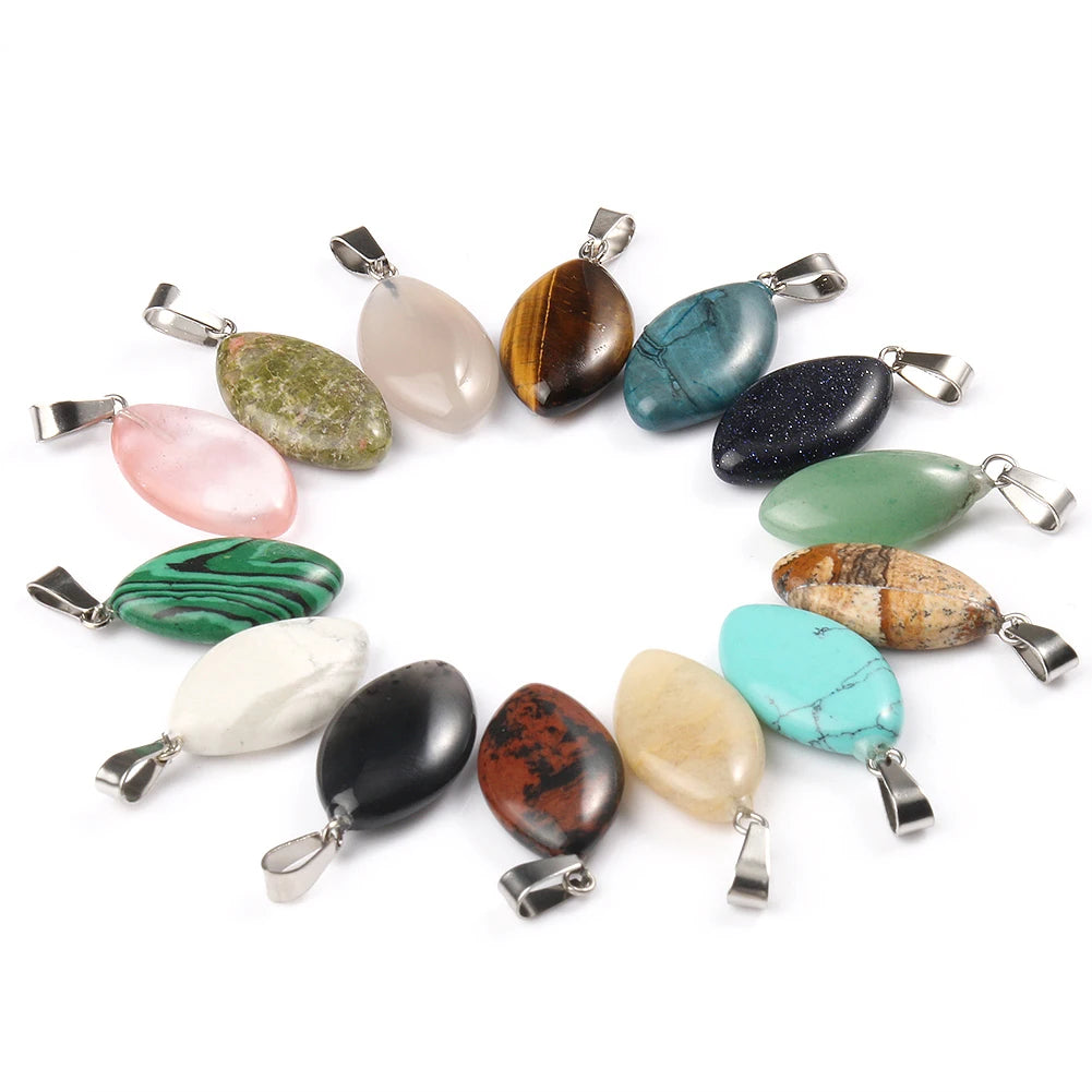 Stone Pendants Water-Drop Mixed Style Charms DIY Jewelry Making Craft Supplies