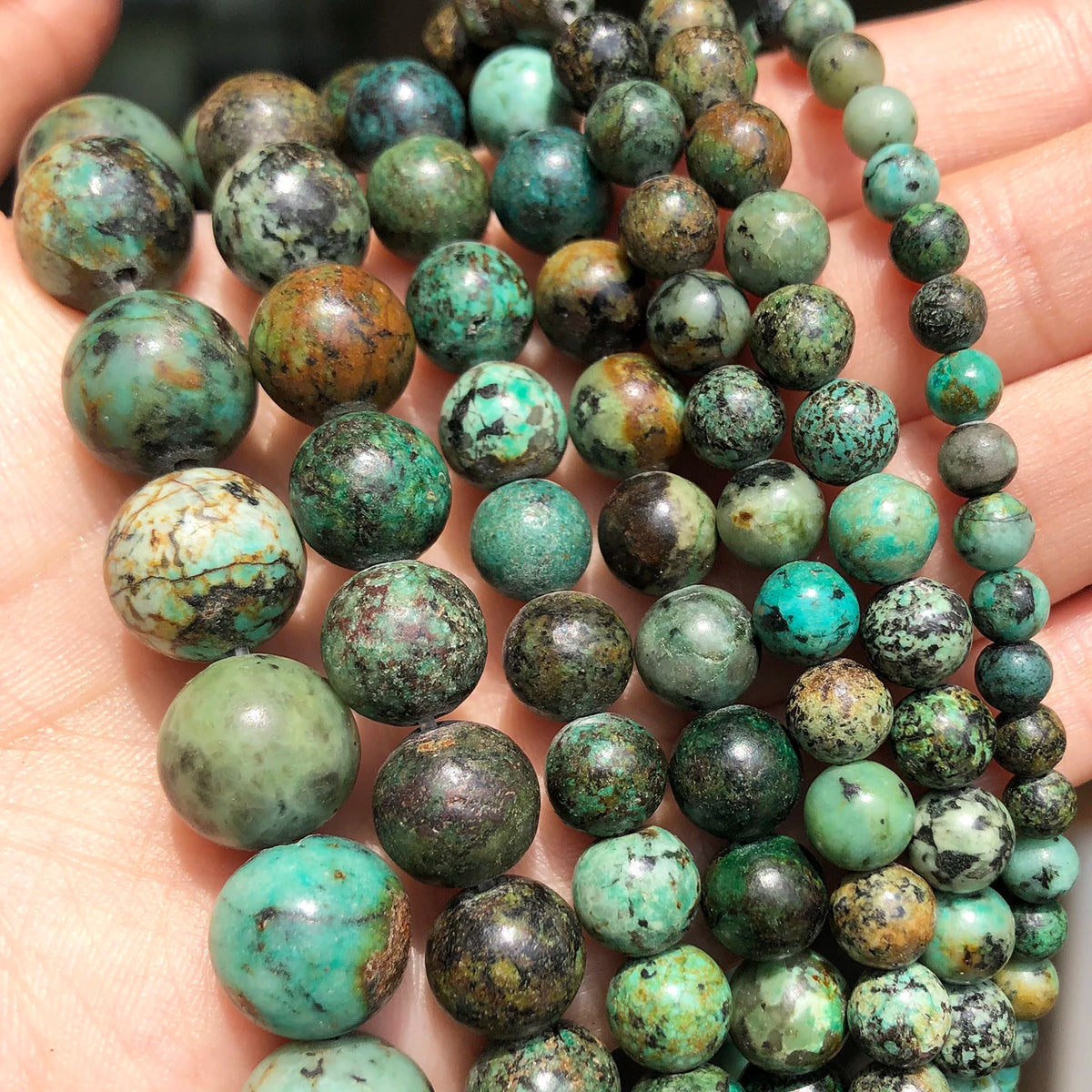 Stone Beads Round Blue Turquoise-Style for DIY Jewelry Making Bracelet Supplies