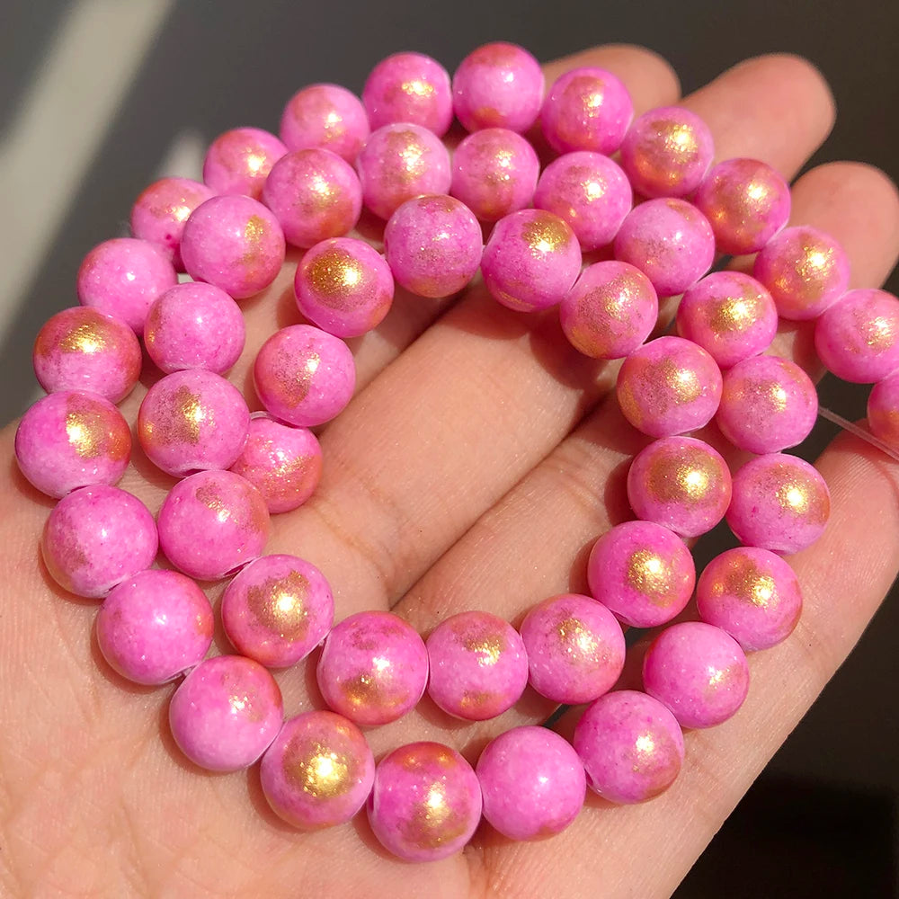 Stone Beads White Howlite-Style Gold-Tone Details for DIY Jewelry Making
